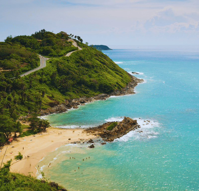 The road to promthep cape and yanui beach