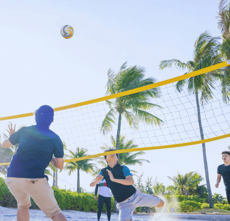 Corporate outdoor team building volley ball and beach games