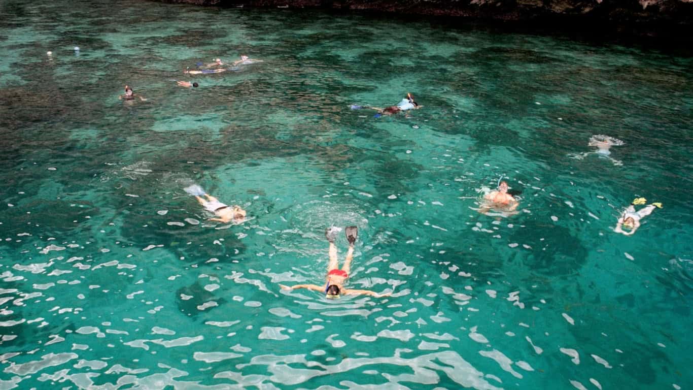 Snorkelling in phi phi, from the pristine beaches or off a boat