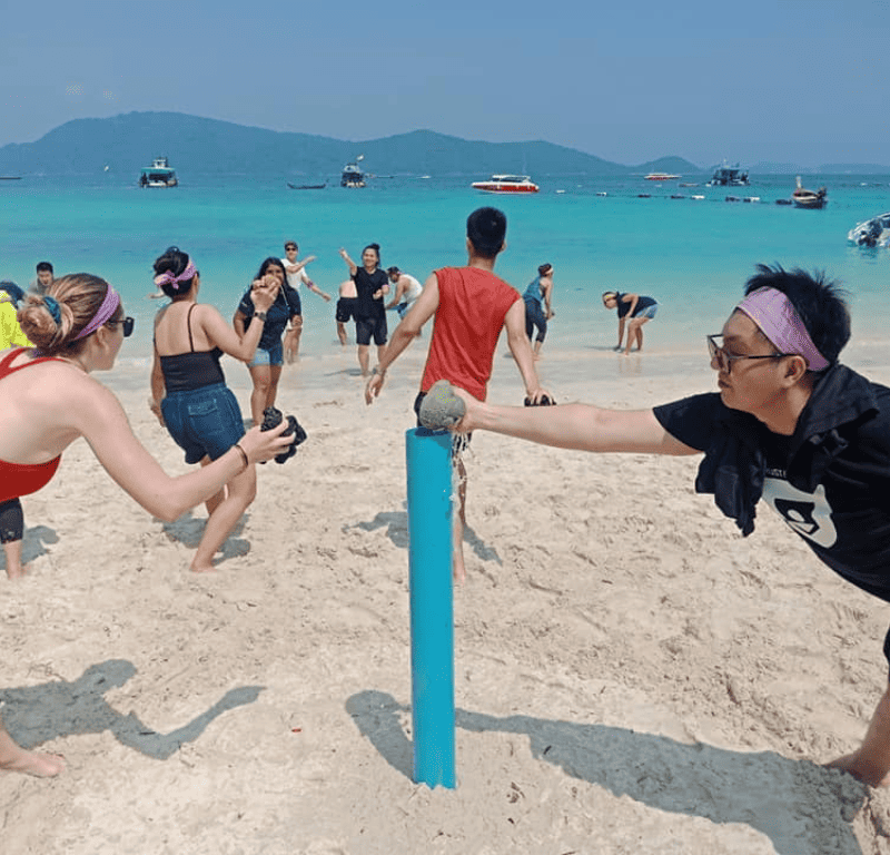 Religious team building activities on the beach