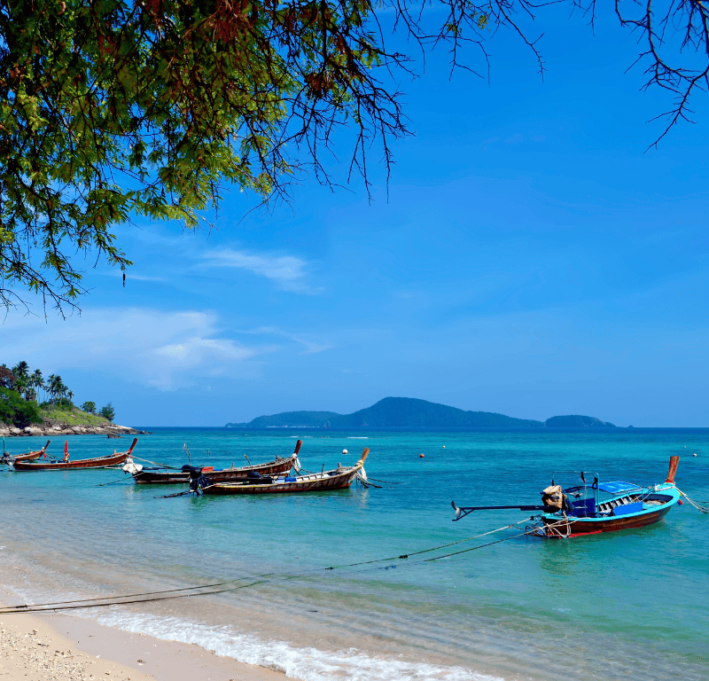 Rawai beach longtail boats