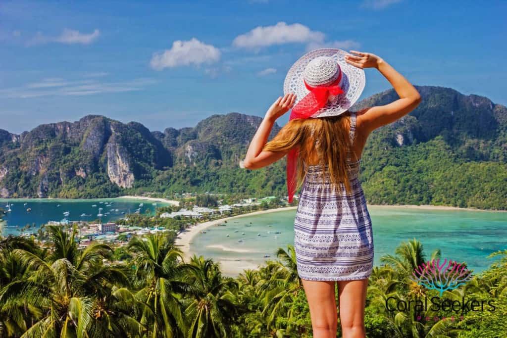 The famous phi phi viewpoint 3 with a customer on our phi phi island private tour.