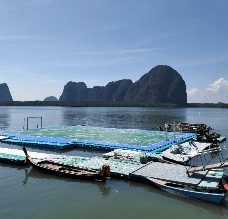 Scooter path through floating village