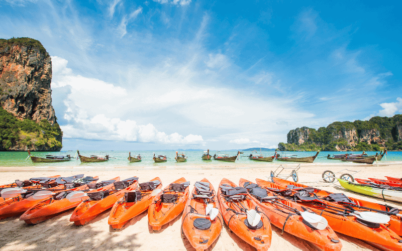 Kayak's parked on beach