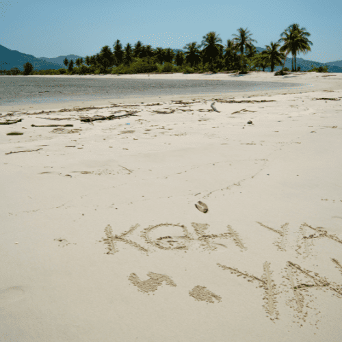 Beach writing in the sand