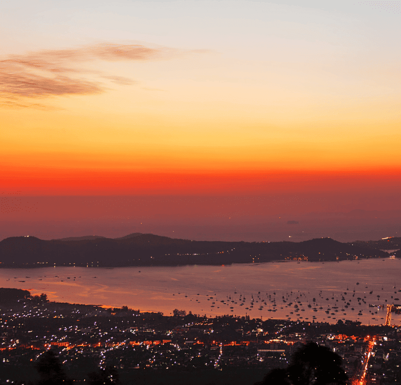 Sunrise view of chalong bay